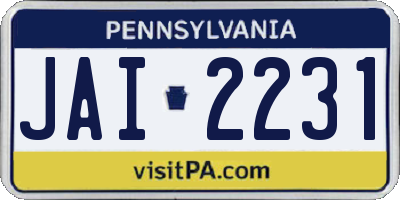 PA license plate JAI2231