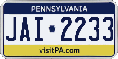 PA license plate JAI2233