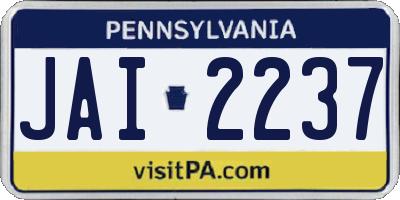 PA license plate JAI2237
