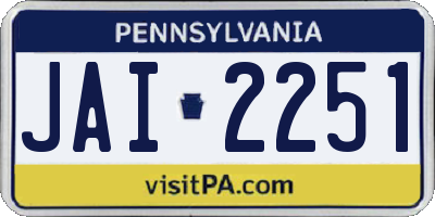 PA license plate JAI2251