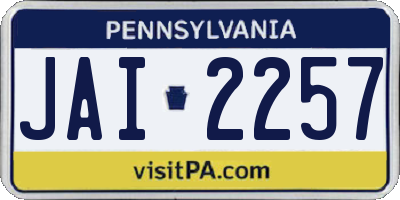 PA license plate JAI2257