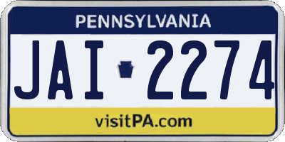 PA license plate JAI2274