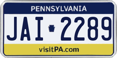 PA license plate JAI2289