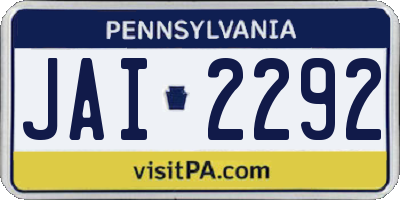 PA license plate JAI2292