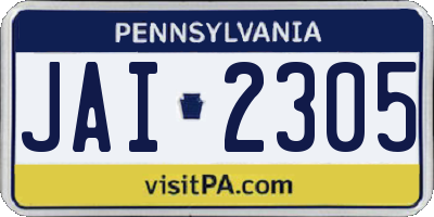 PA license plate JAI2305