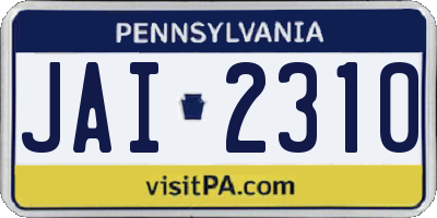 PA license plate JAI2310