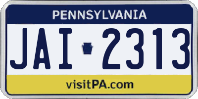 PA license plate JAI2313