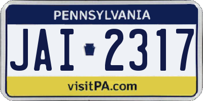 PA license plate JAI2317