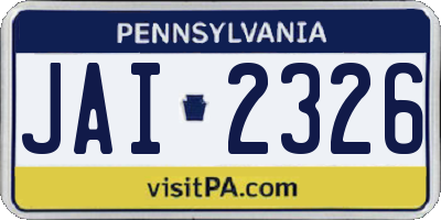 PA license plate JAI2326