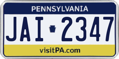 PA license plate JAI2347