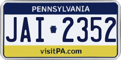 PA license plate JAI2352