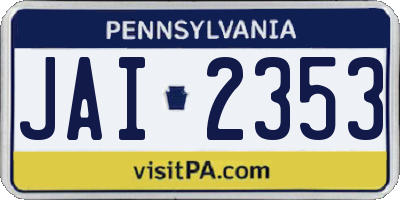 PA license plate JAI2353