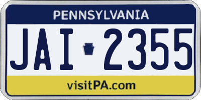 PA license plate JAI2355