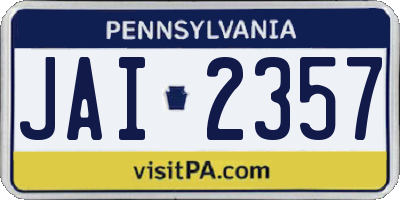 PA license plate JAI2357