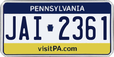PA license plate JAI2361