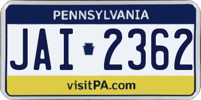 PA license plate JAI2362