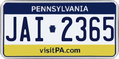 PA license plate JAI2365