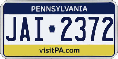 PA license plate JAI2372
