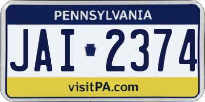 PA license plate JAI2374