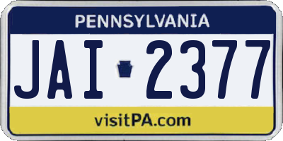 PA license plate JAI2377