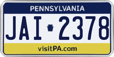 PA license plate JAI2378