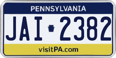 PA license plate JAI2382