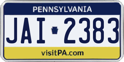 PA license plate JAI2383