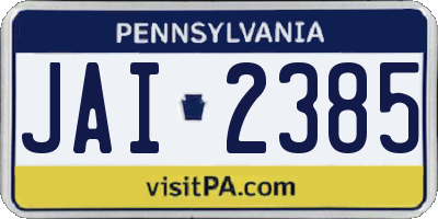 PA license plate JAI2385