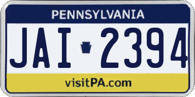 PA license plate JAI2394
