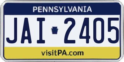 PA license plate JAI2405