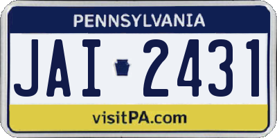 PA license plate JAI2431