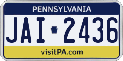 PA license plate JAI2436