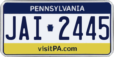 PA license plate JAI2445