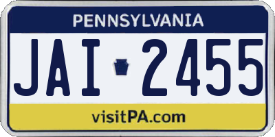 PA license plate JAI2455