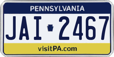 PA license plate JAI2467