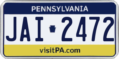 PA license plate JAI2472