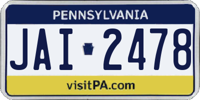 PA license plate JAI2478