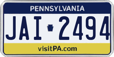 PA license plate JAI2494