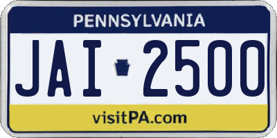 PA license plate JAI2500