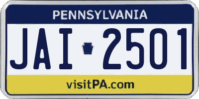 PA license plate JAI2501