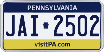 PA license plate JAI2502