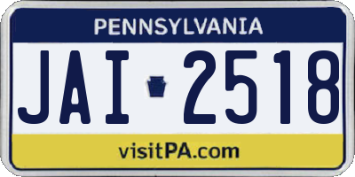PA license plate JAI2518