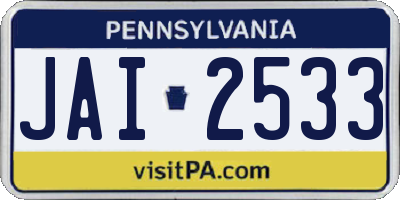 PA license plate JAI2533
