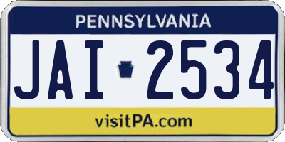 PA license plate JAI2534