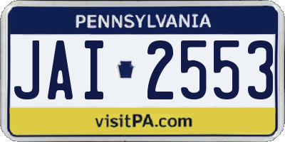 PA license plate JAI2553