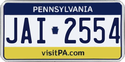 PA license plate JAI2554