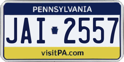 PA license plate JAI2557