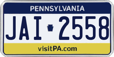 PA license plate JAI2558