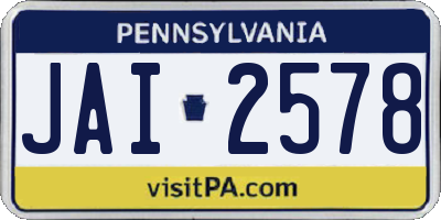 PA license plate JAI2578