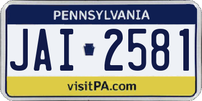 PA license plate JAI2581